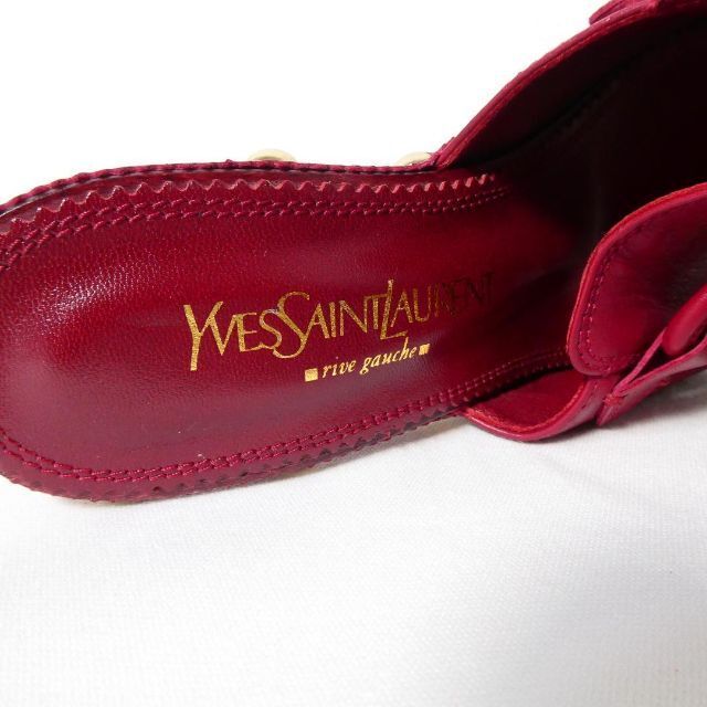 メカニカル 極美品 YVES SAINT LAURENT レザー チャンキーヒール