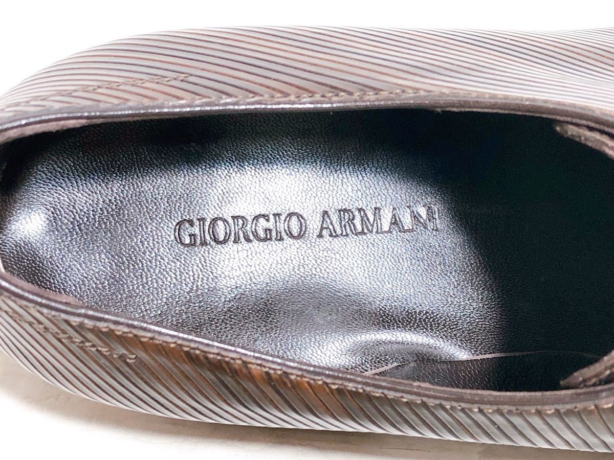 イタリア製【未使用】GIORGIO ARMANI ジョルジオアルマーニ 最高級 ドレスシューズ 本革 レザー ビジネス 茶 39.5（約24.5cm）_画像7