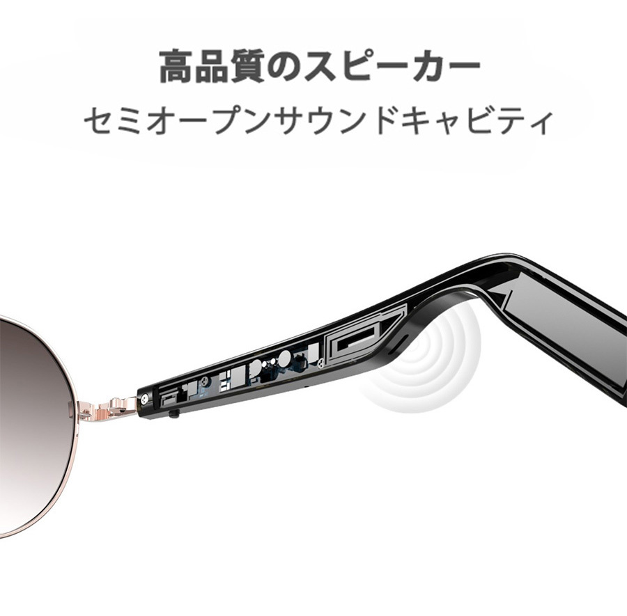 ワイヤレスオーディオサングラス　アウトドア用サングラス スマートメガネ　Bluetoothスマートメガネ ライトカットグラス 通話可能_画像3