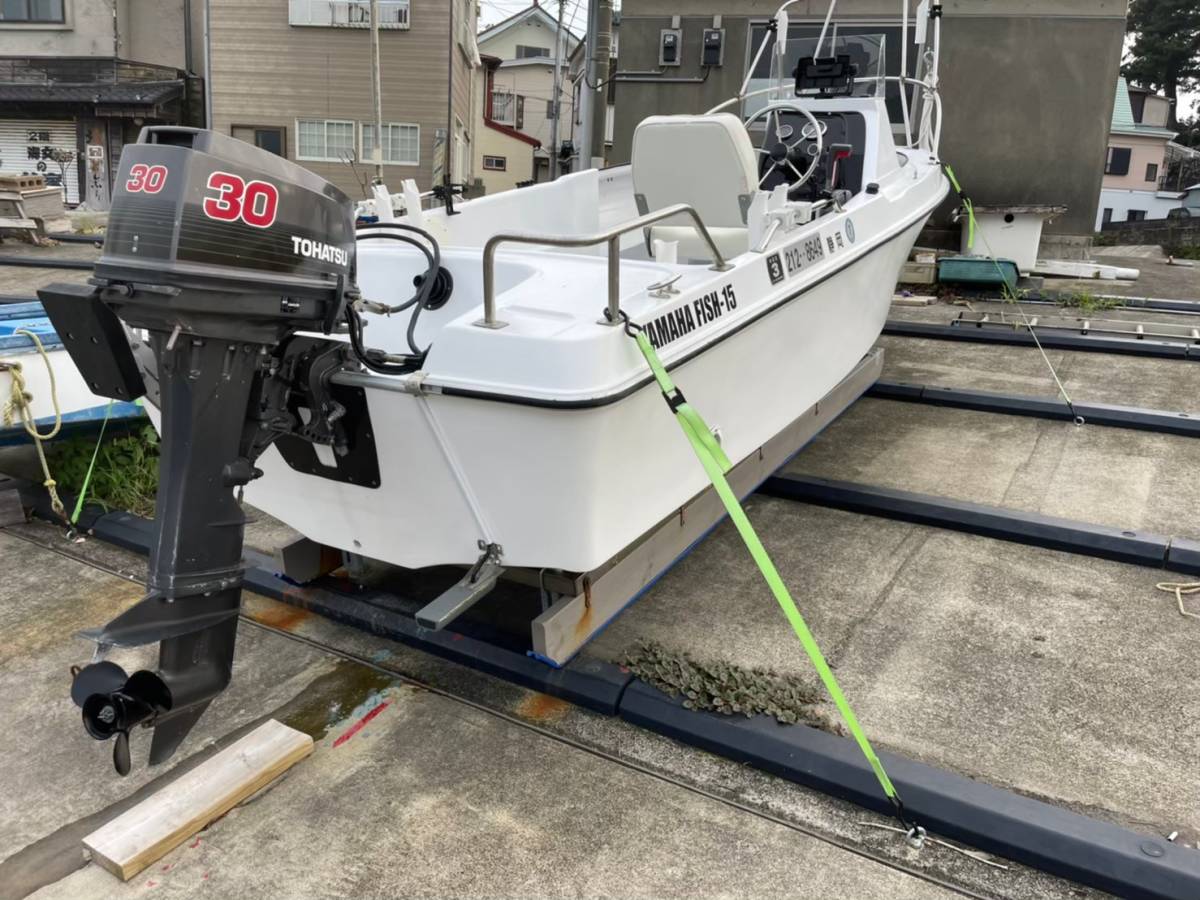 「ヤマハ　FISH-15　塗装済み　陸上保管　トレーラーボート　船検R７年２月まで」の画像3