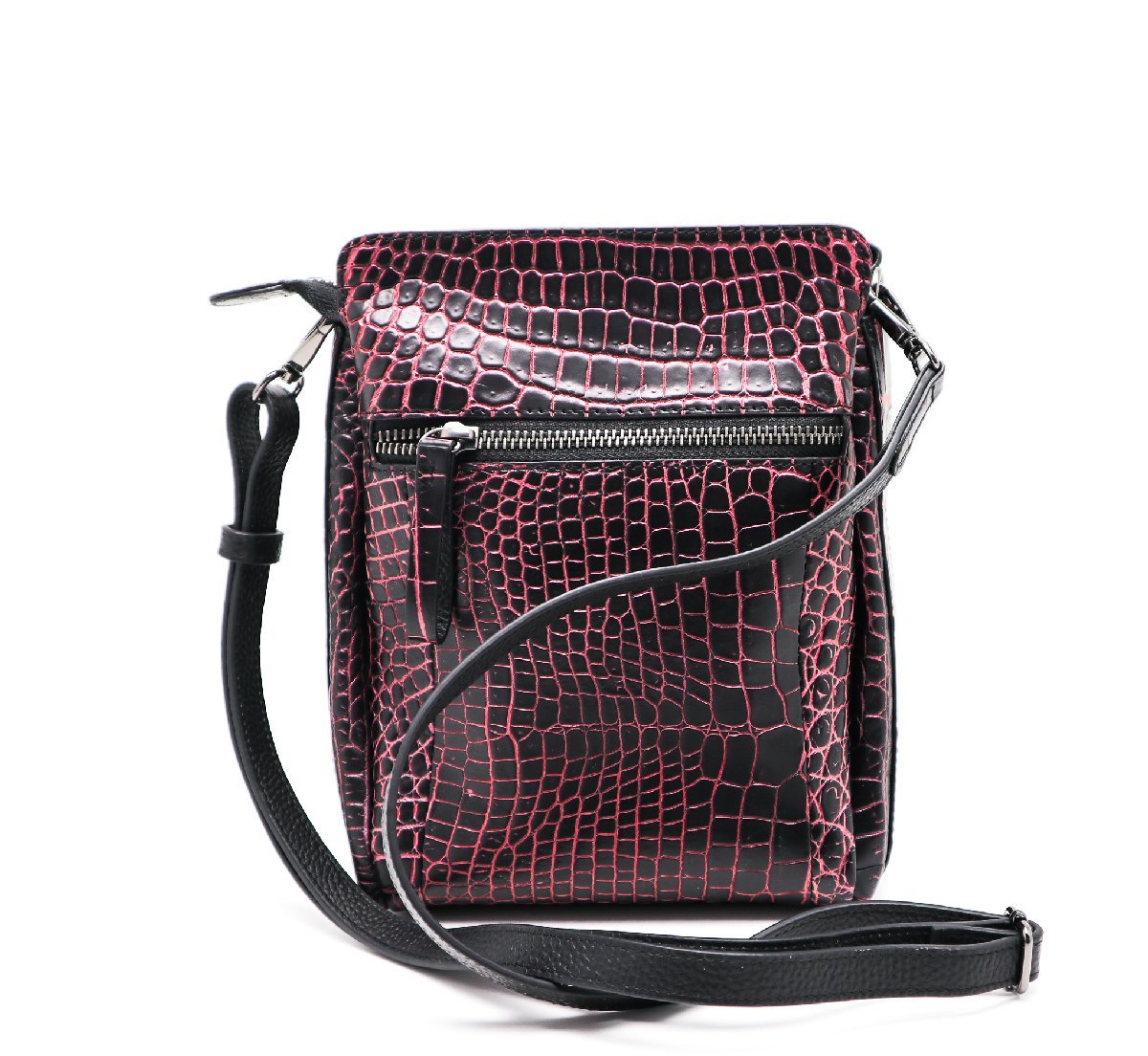  three . crocodile wani leather 2WAY Mini shoulder bag black / pink 