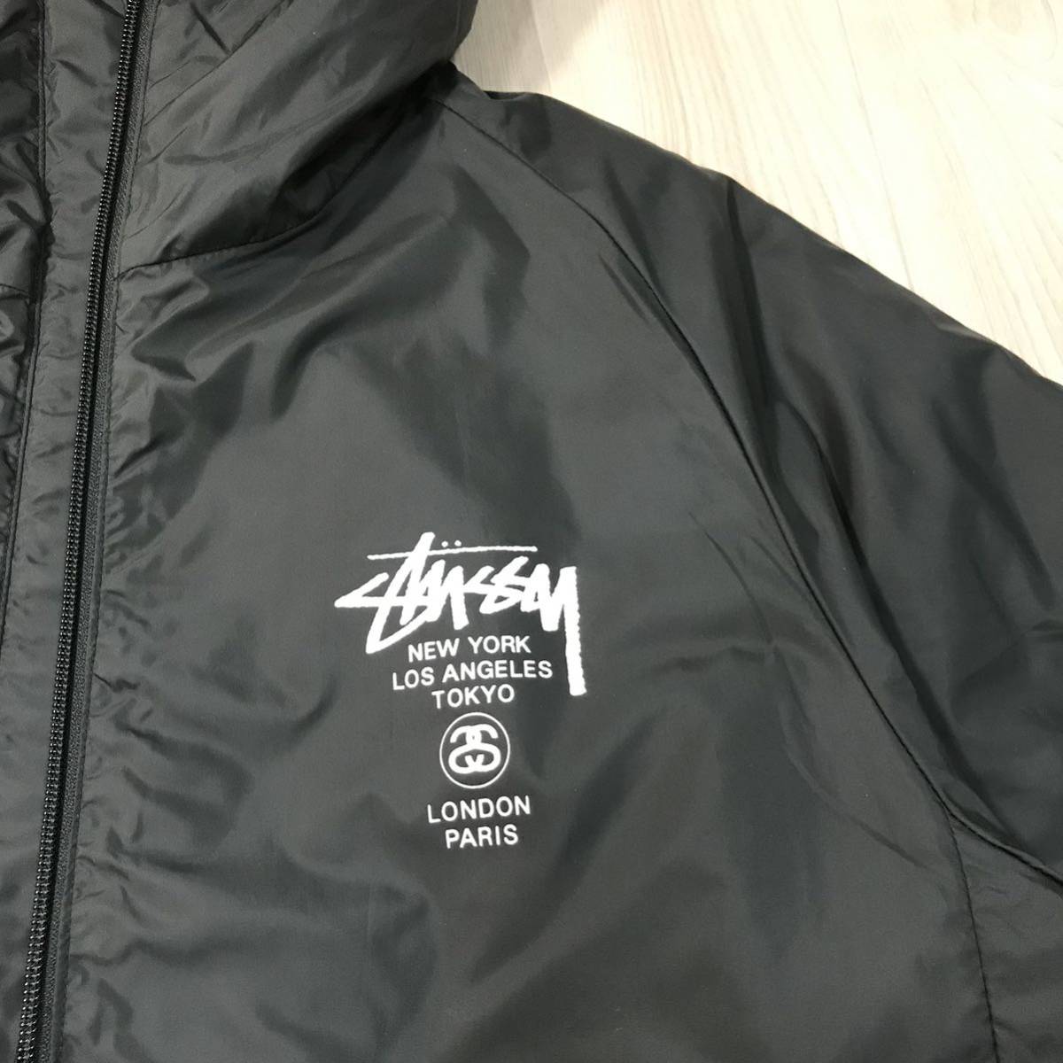 ほぼ新品stussy new york paris london usa bagステューシー リバーシブル フード パーカー ナイロン ジャケット ブルゾン ワールド ツアー ほぼ新品stussy new york paris london usa bagステューシー リバーシブル フード パーカー ナイロン ジャケット ブルゾン ワールド ツアー