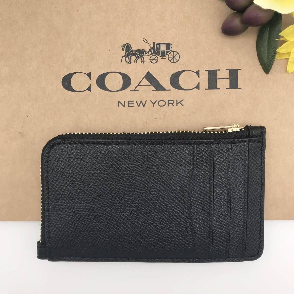 新品☆COACH(コーチ) ブラック レザー カードケース