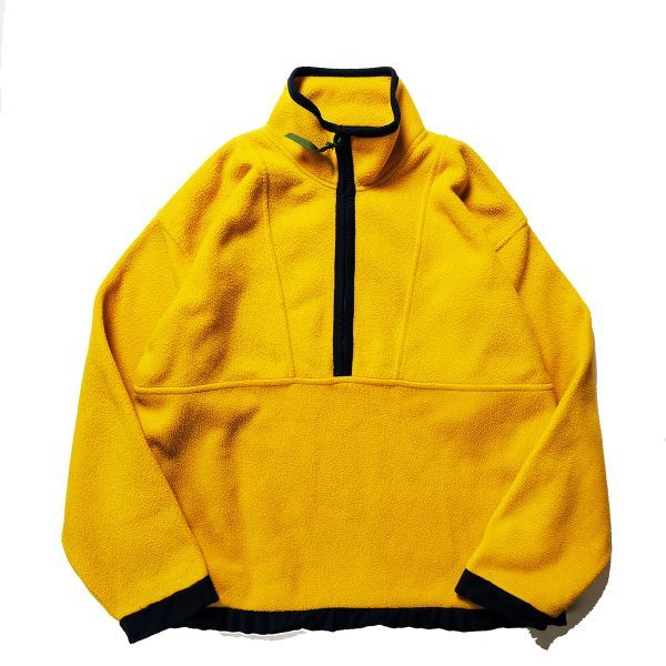 90's オールドギャップ GAP ハーフジップ フリースジャケット (S) 黄色×紺 プルオーバー 90年代 旧タグ オールド 青タグ