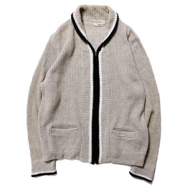 60\'s CAMPUS campus full Zip shawl color wool knitted cardigan ash × black (L) 60 period stick ta long TALON Vintage sweater 
