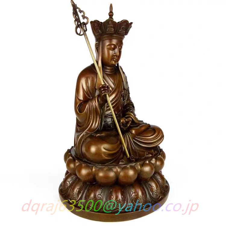 高品質★仏教美術 精密彫刻 仏像 地蔵菩薩座像 銅製 高さ20cm_画像3