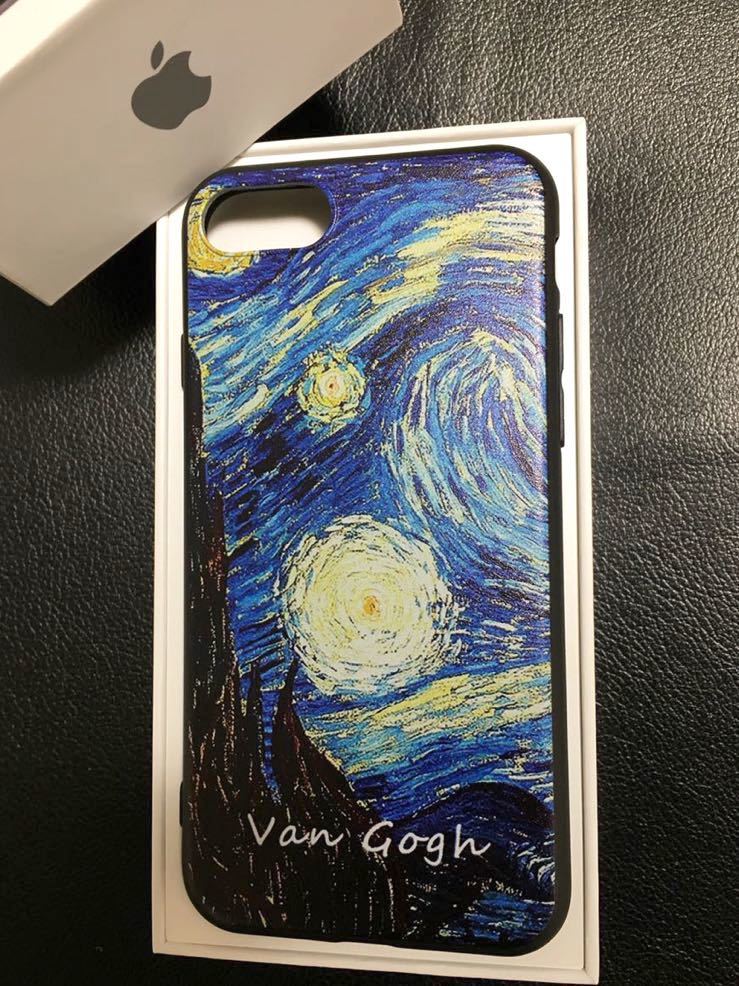 新品★ゴッホ名画「星月夜」iPhoneSE3/SE2/8/7用スマホケース★保護フィルムおまけ付き_画像2