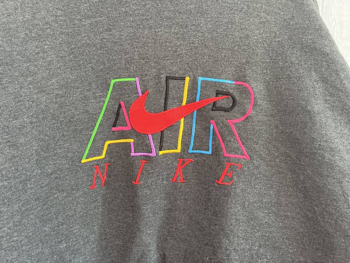 【１円スタート】AIRNIKE　ナイキスウェットトレーナー グレー灰色XLサイズ 銀タグ　刺繍ロゴ　古着USED　冬服　裏起毛　ビンテージ品_画像4