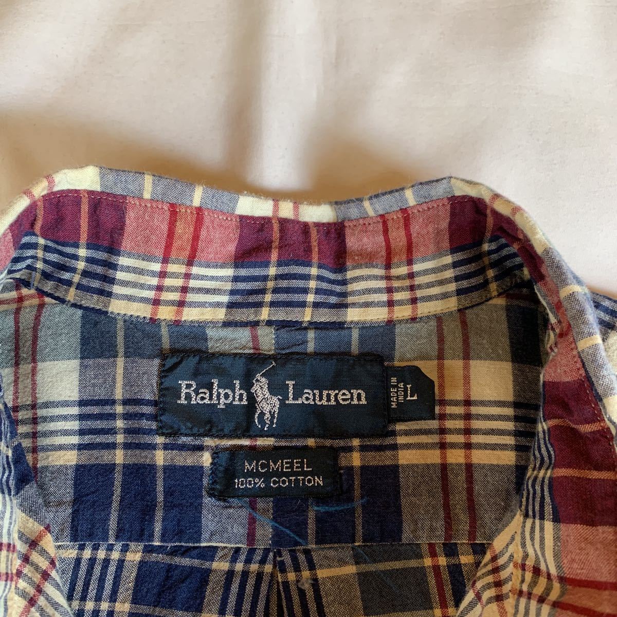 90s Ralph Lauren PLAID B.D.SHIRT ラルフローレン チェックシャツ BDシャツ ボタンダウンシャツ 3点留 マチ付き アメトラ 80s トラッド_画像4