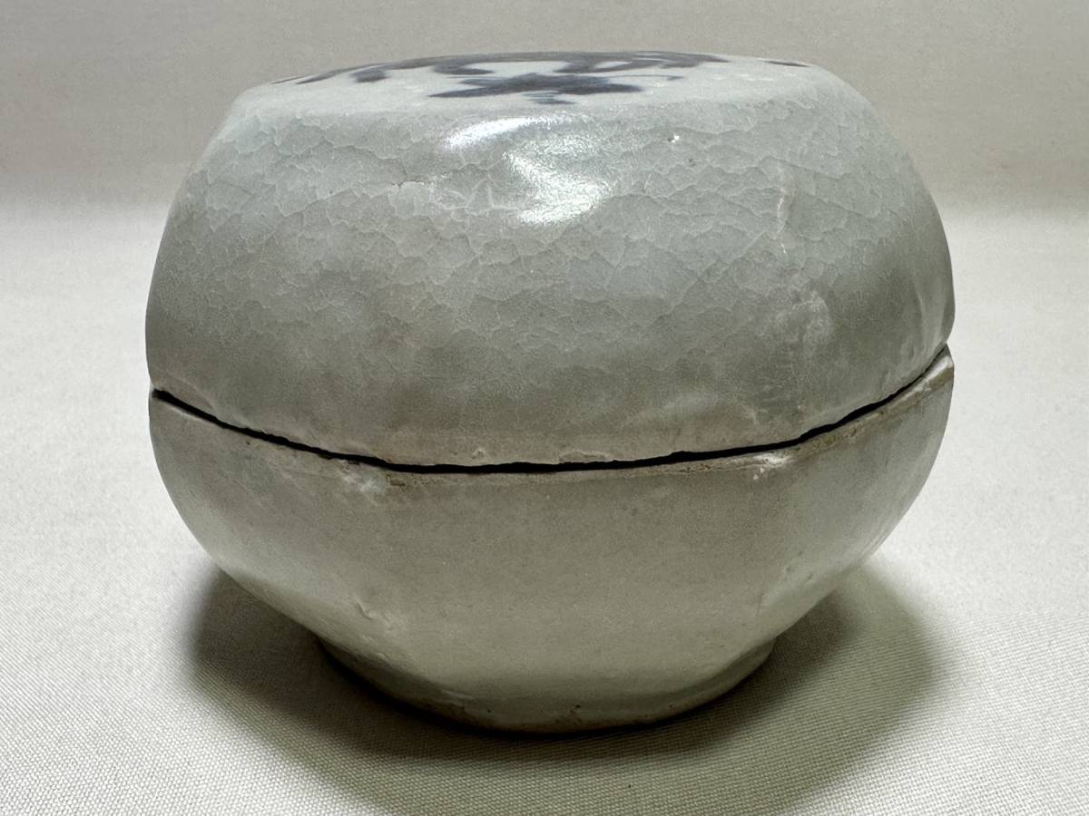 合器 【rry95 蟹図八角合子 大 呉須 呉州 染付 明 青花 古染付 骨董 中国骨董 時代物 中国古玩 明 清 唐物 合子 香合 茶道具 】