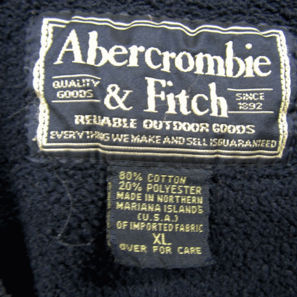 ビッグサイズ XL USA制 アバクロンビー&フィッチ Abercrombie&Fitch ロゴ スウェット トレーナー 里地ボア ブラック 古著 2F0985