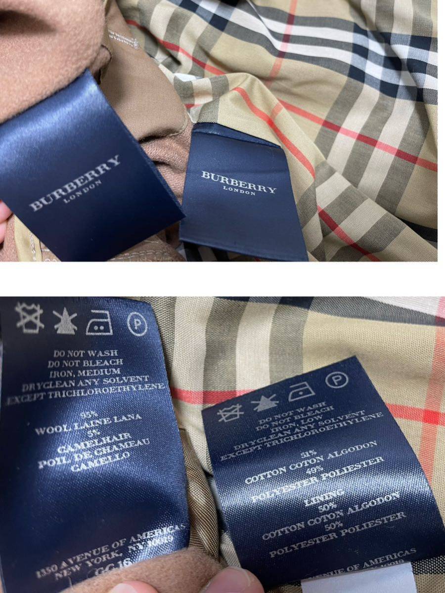 米国製超美品★レディース165 40 Lバーバリーロンドンフルセットウール付け襟ベルト付トレンチコート春秋冬物ベージュ超ロングBurberry