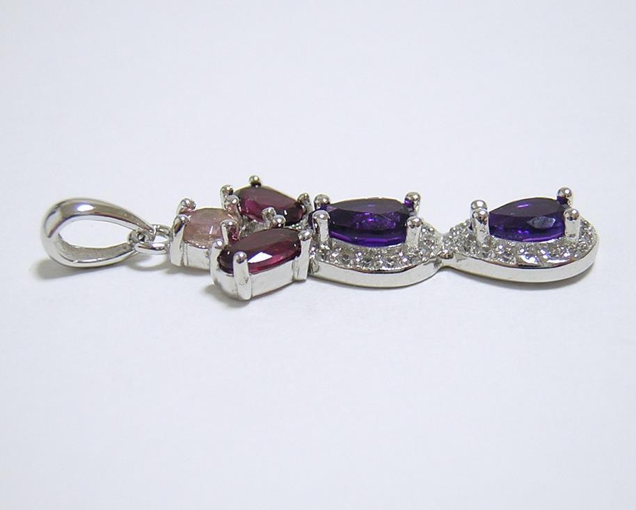  free shipping [ natural amethyst ] garnet pink tourmaline pendant top purple crystal 