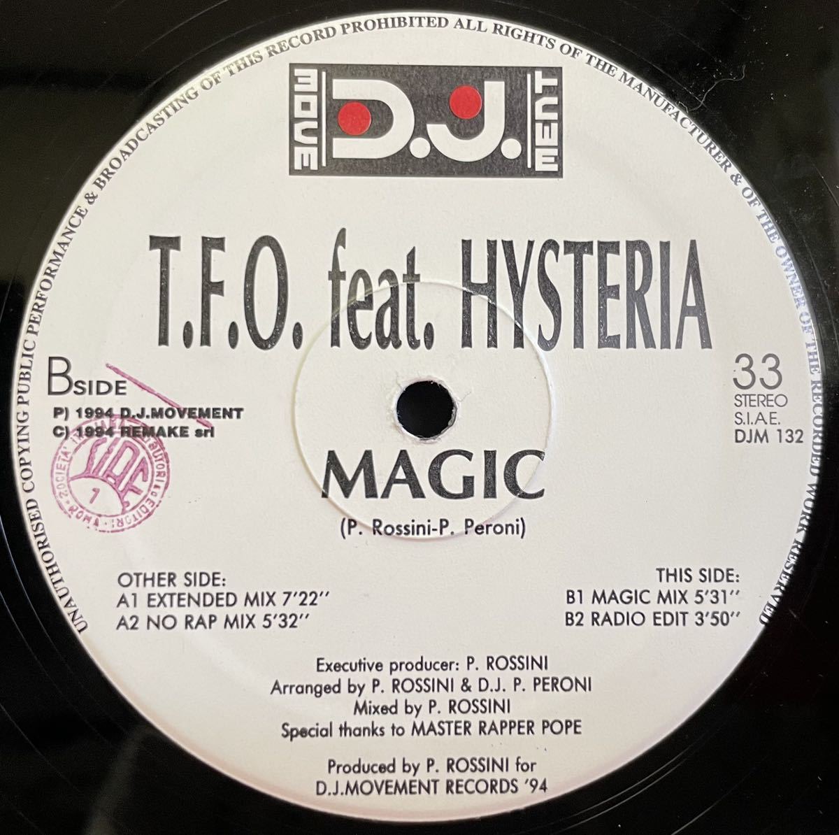 T.F.O. feat. Hysteria / Magic 12inch盤 その他にもプロモーション盤 レア盤 人気レコード 多数出品。_画像1