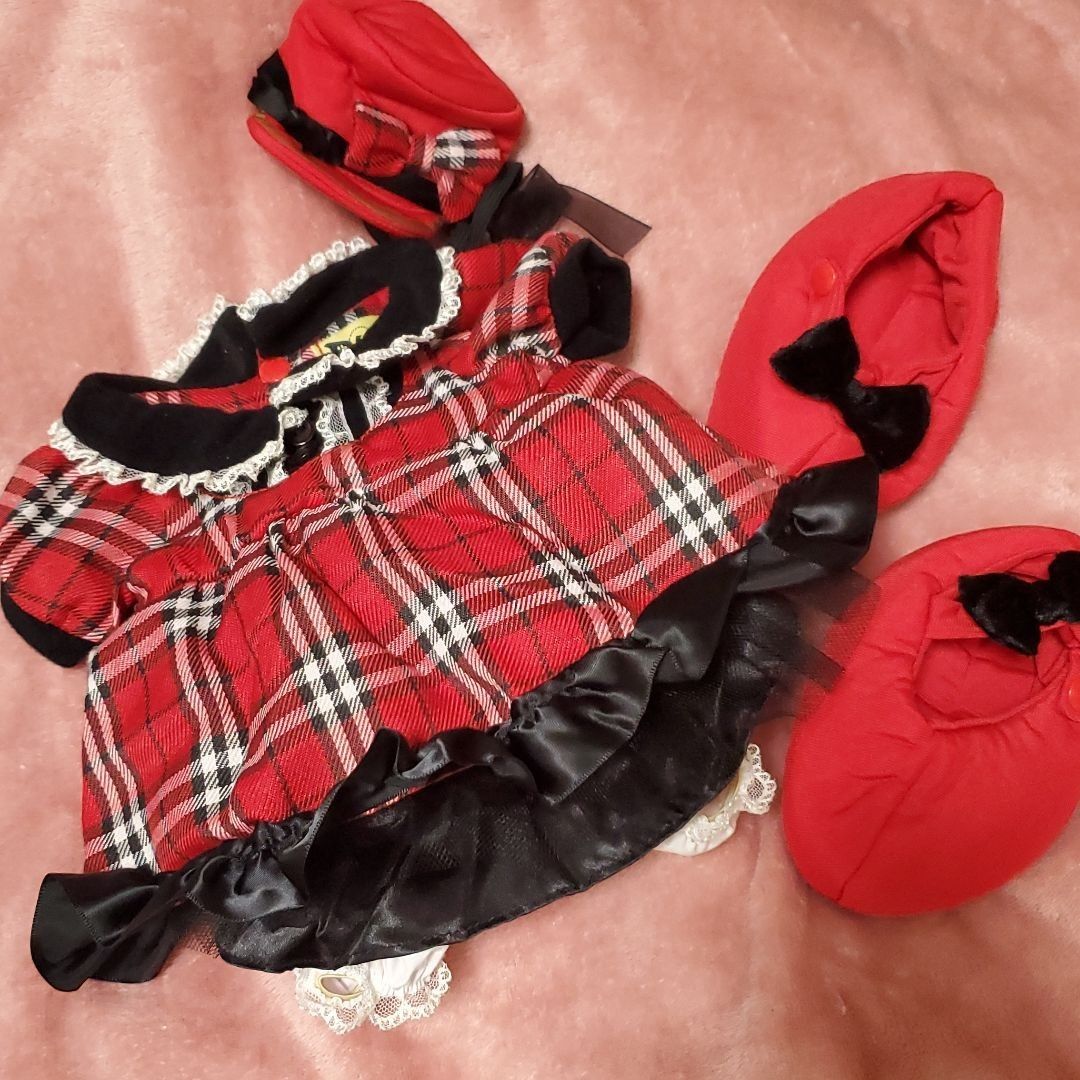 ディズニー ユニベアシティ 衣装 赤チェック ゴスロリ ドレス
