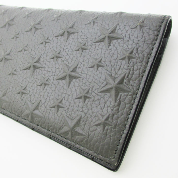 JIMMY CHOO Jimmy Choo en Boss Star folding in half long wallet khaki gray beautiful goods 