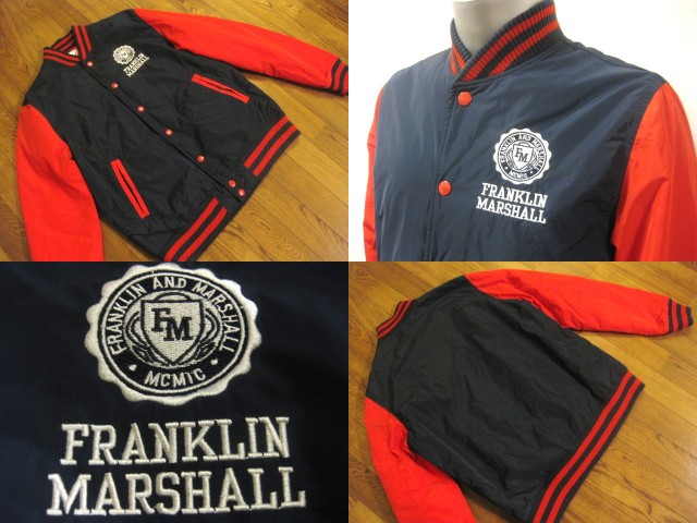 名作 本物 新品 FRANKLIN&MARSHALL フランクリンマーシャル F&M ロゴ刺繍 中綿 ナイロン スタジャン L
