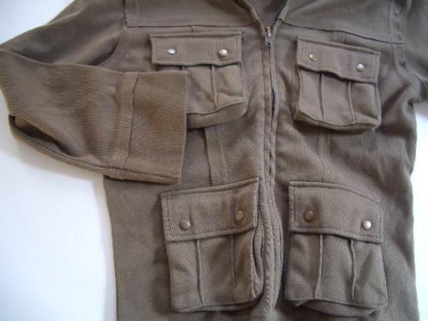 MK Michel Clan cargo Zip up cargo cut and sewn / khaki military style, tops 