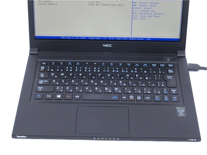 中古ノートパソコンNEC　JVG-H　CoreI5　4200U　4GB　　BIOSまで表示　バッテリー欠品　詳細不明　ジャンク品_画像3