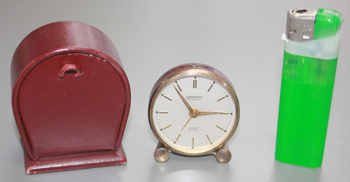 ヴィンテージ スイス製 可愛いサイズ アラーム 置き時計 トラベルクロック LOOPING 稼動品 ケース付 置時計 _画像1