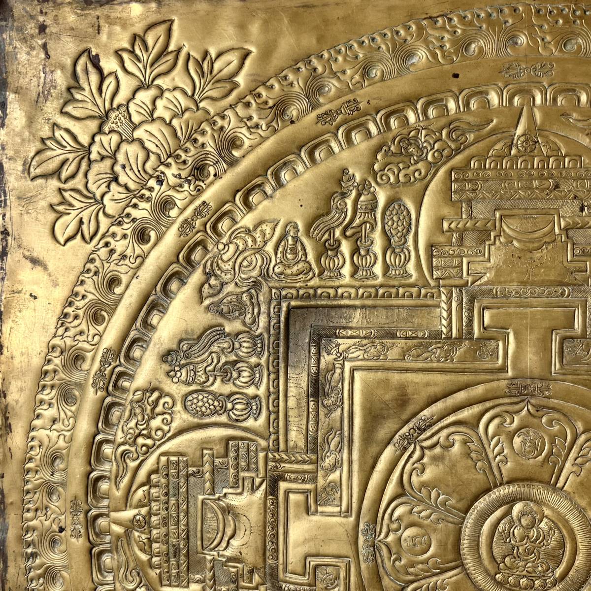仏教美術 大振 チベット 鍍金銅板 / 中国美術 唐物 仏像 金銅仏 鍍金仏