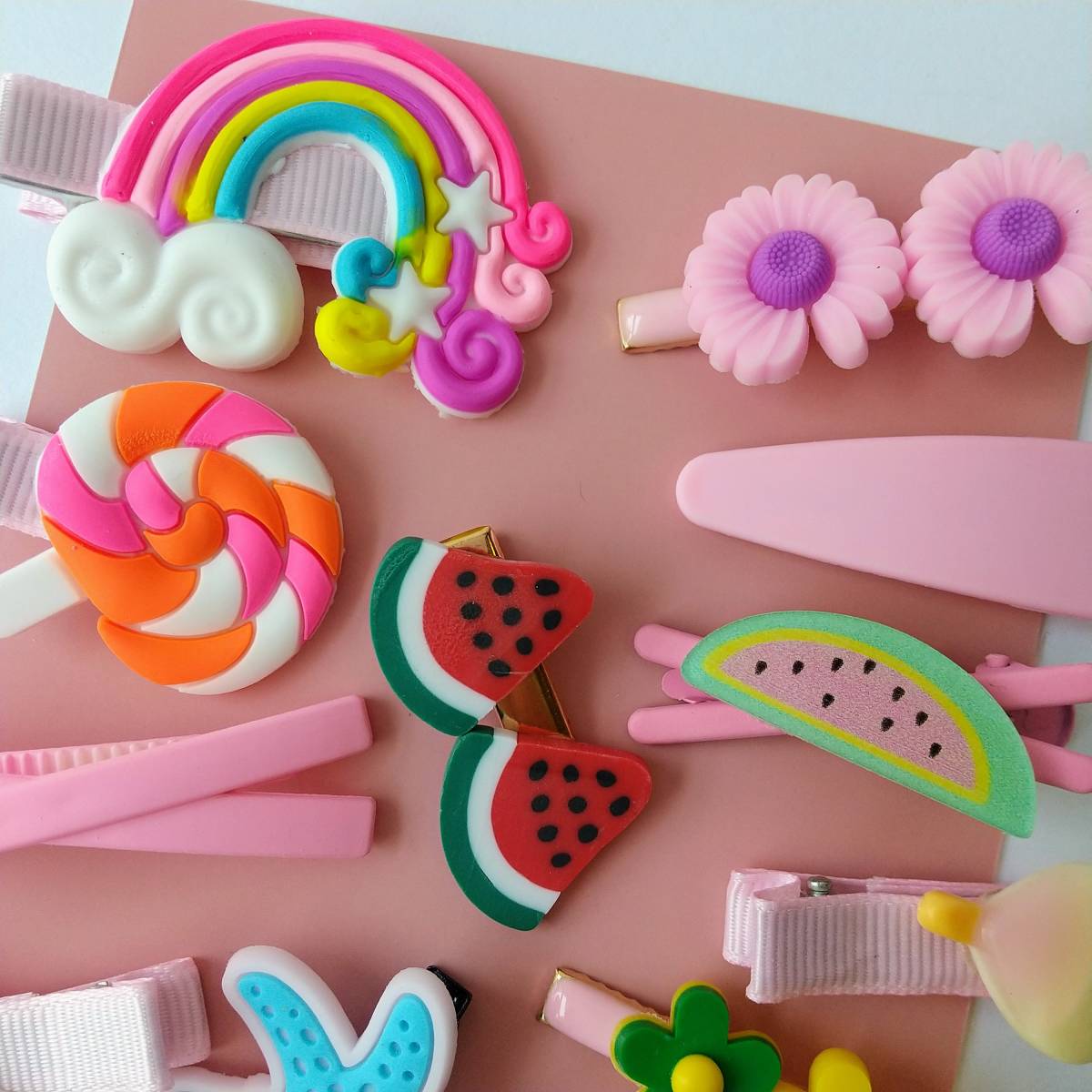 *SALE* unused goods * Kids hair accessory 14 point set * pink * hair clip * hairpin * hair ornament * accessory 