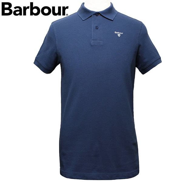 バブアー Barbour ポロシャツ メンズ 半袖 鹿の子 サイズS DEEP BLUE MML0358 BL91 新品_画像1