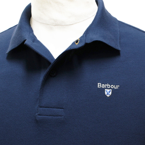 バブアー Barbour ポロシャツ メンズ 半袖 鹿の子 サイズS DEEP BLUE MML0358 BL91 新品_画像3