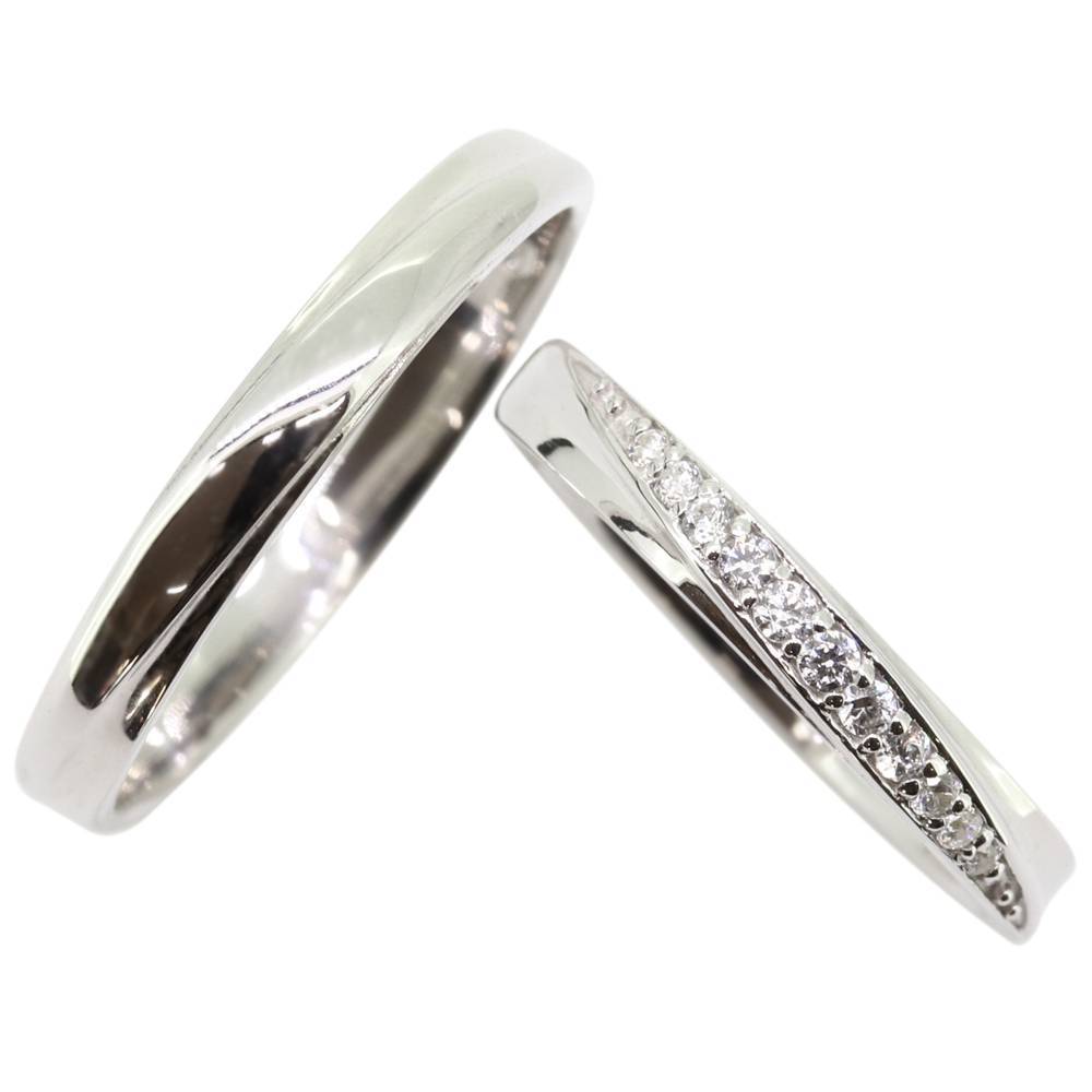 ペアリング カップル 2個セット シルバー 指輪 リング ペア ダイヤモンド シンプル 人気 上品