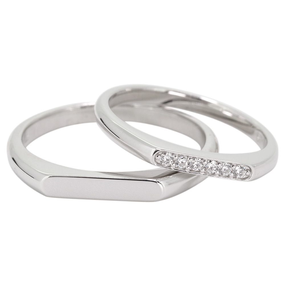 結婚指輪 マリッジリング ダイヤモンド 指輪 ペアリング シルバー カップル 2個セット 大人 シンプル