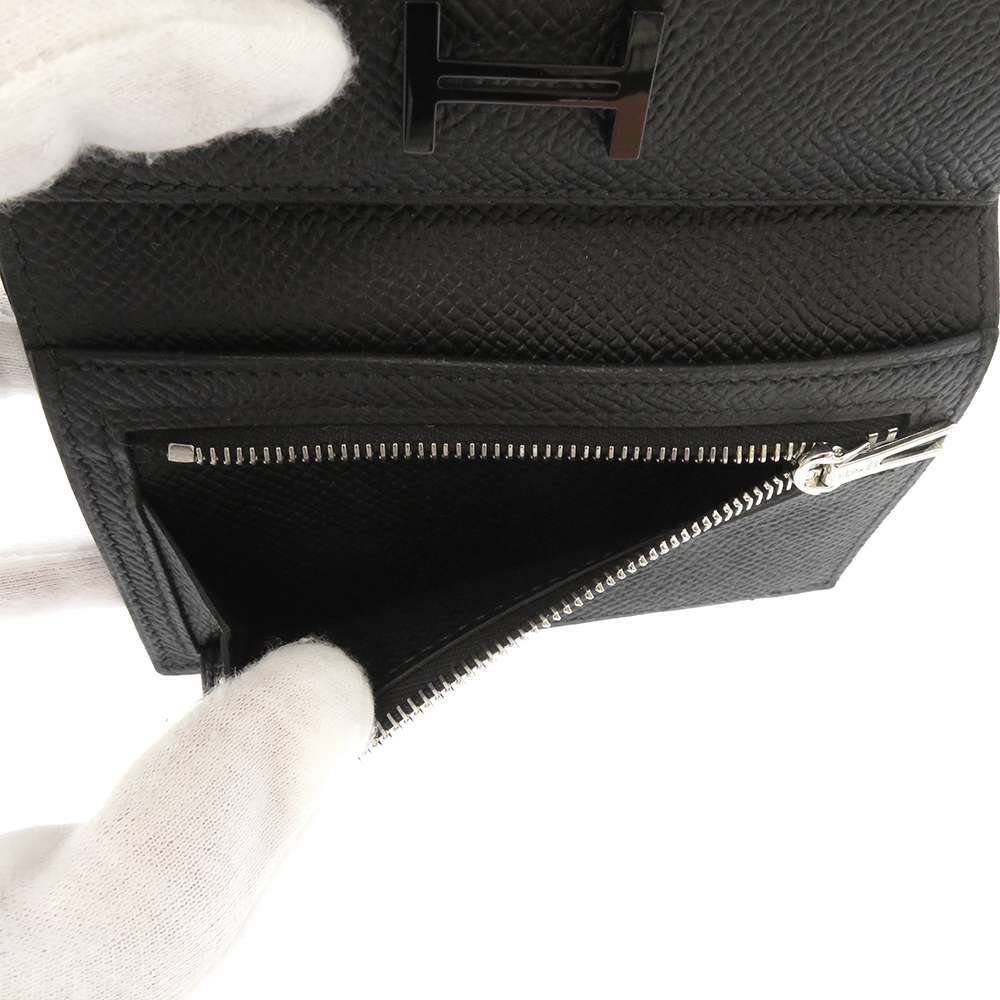 エルメス 財布 ベアンコンビネ ブラック/ブラック金具 ヴォーエプソン