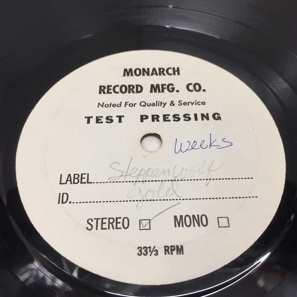 STEPPENWOLF / GOLD (TEST PRESS/US.DUNHILL TEST PRESS / MOONARCH RECORD MFG. CO.)
