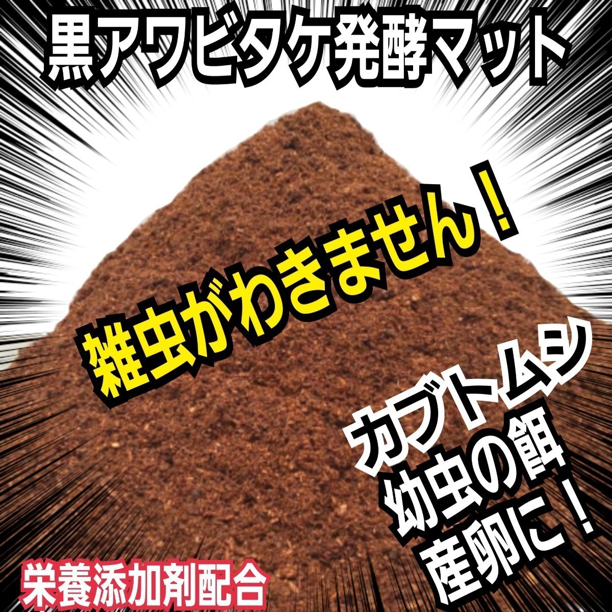 カブトムシ専用　黒アワビタケ発酵マット【20リットル】幼虫の餌・産卵に！　完全室内製造で雑虫混入が全くありません！　大きくなります！_画像1