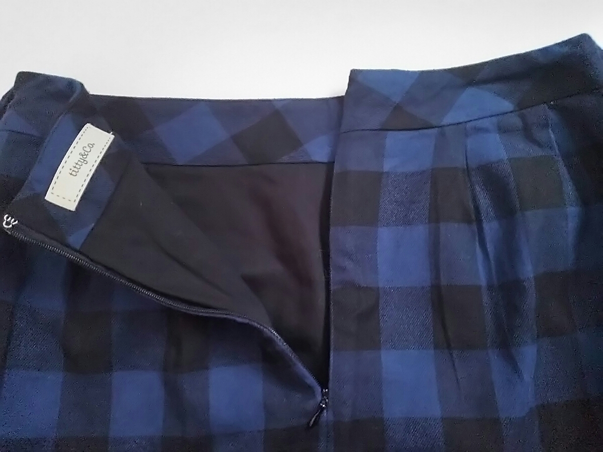 titty&Co. Mサイズ ティティアンドコー フェイク飾り袖付き スカート アッシュブルー、ブラック、チェック 送料無料