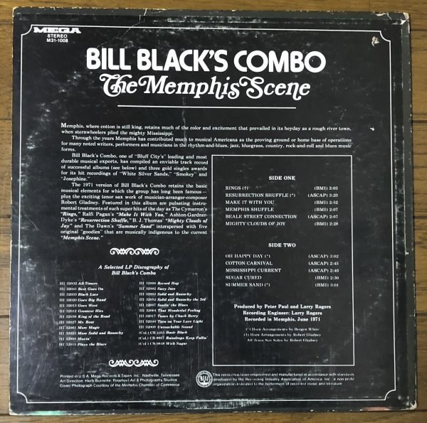 Bill Black's Combo - The Memphis Scene US Original盤 LP アルバム Cotton Carnival ドラムブレイク Funk Rare Groove_画像2