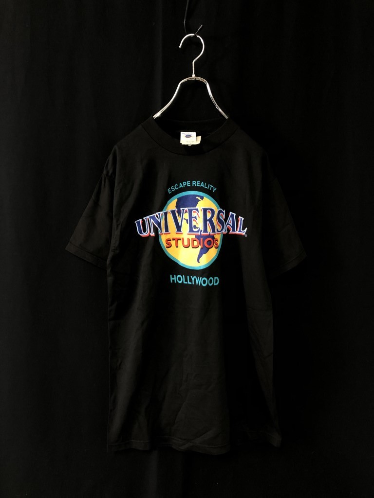 USA製 デット 90sヴィンテージ★UNIVERSAL STUDIOS HOLLYWOOD ユニバーサルスタジオ ハリウッド Tシャツ M　ブラック_画像1