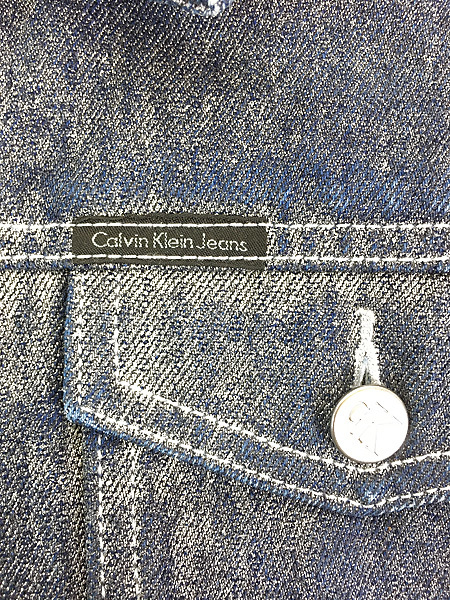 レディース 古着 90s CK Calvin Klein Jeans シルバー ラメ グリッター デニム ジャケット Gジャン L 古着_画像7