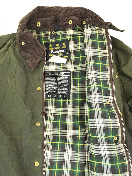 古着 90s 英国製 Barbour 3ワラント 「BEAUFORT」 オイルド ワックス ジャケット コート フード付 C46_画像6