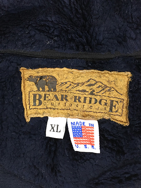 古着 90s USA製 Bear Ridge 星条旗 フラッグ パターン フリース ジャケット XL 古着_画像7
