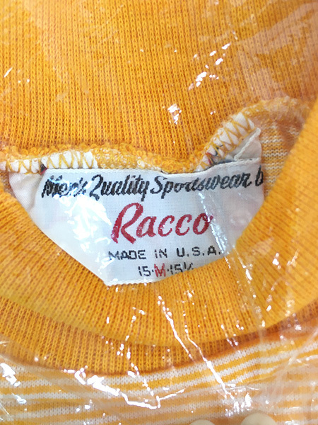 「袋入り Deadstock」 古着 70s USA製 Racco オールド ピンボーダー リンガー Tシャツ M_画像5
