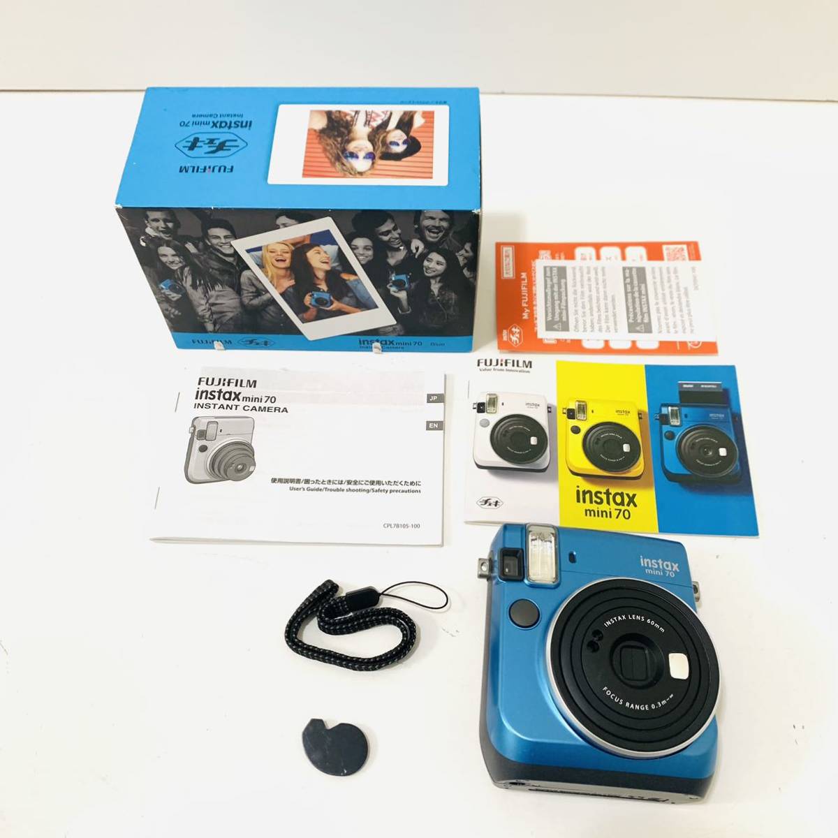 Y4654 富士フィルム FUJIFILM インスタントカメラ instax mini 70　コンパクトカメラ レトロ ブルー チェキ