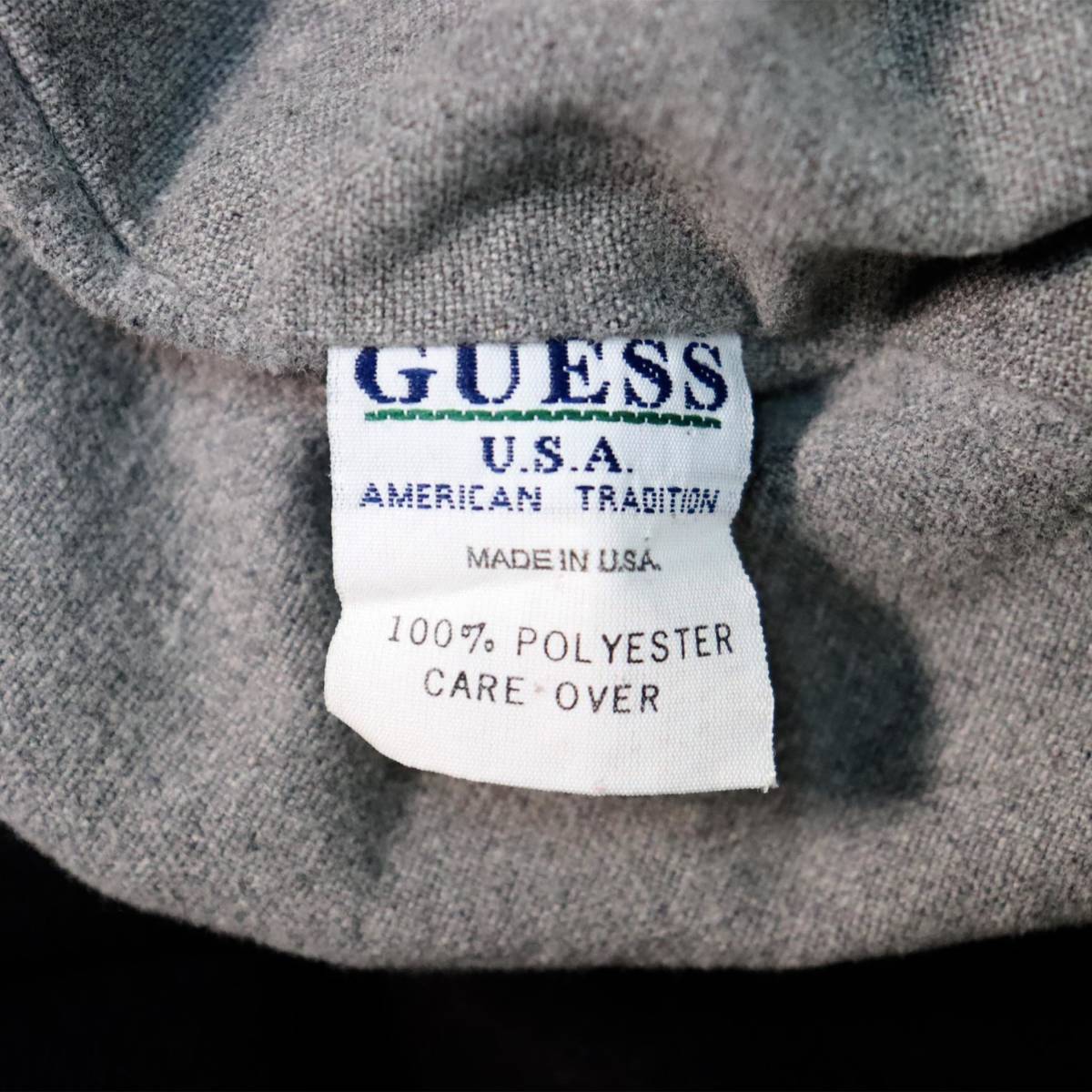 [L] 90s Guess ポリエステル P コート USA製 ブラック オールド ゲス ジャケット ダブル ミリタリー ビンテージ vintage 80s_画像4