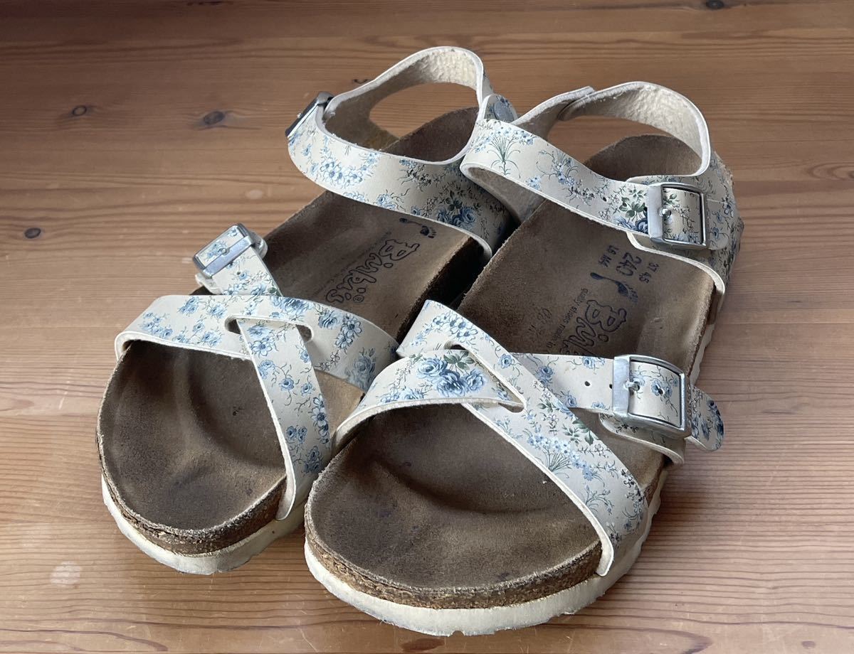 BIRKENSTOCK ビルケンシュトック Birki's ベージュ×花柄 サンダル 37 ナロー幅（幅狭) 24cm