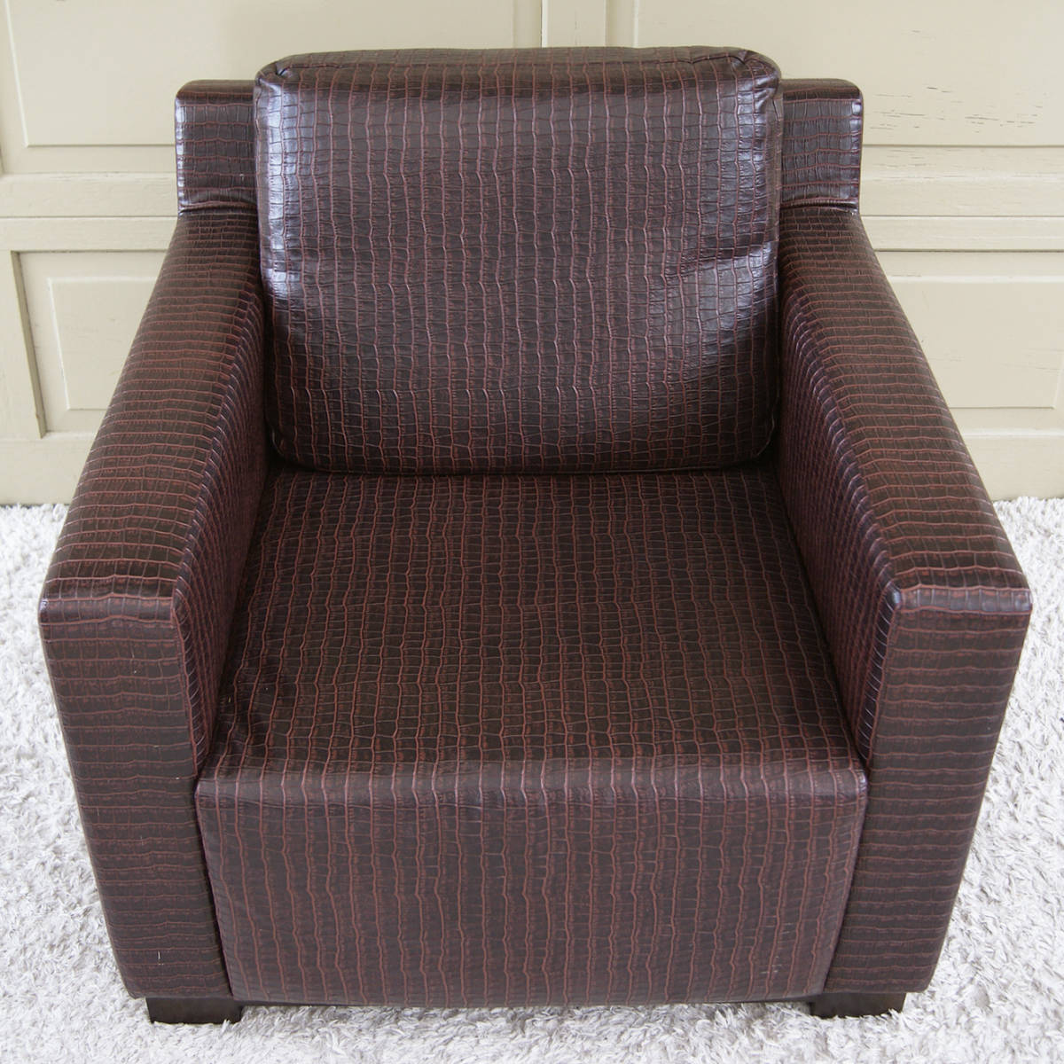 4840h6[wani leather design executive -ply thickness .. single Captain sofa arm chair ] Vintage rare design *