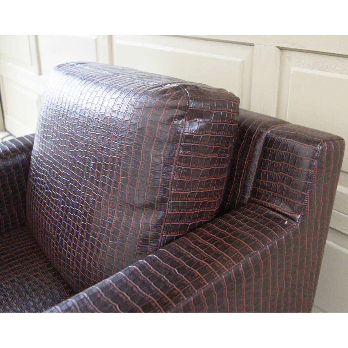 4840h6[wani leather design executive -ply thickness .. single Captain sofa arm chair ] Vintage rare design *