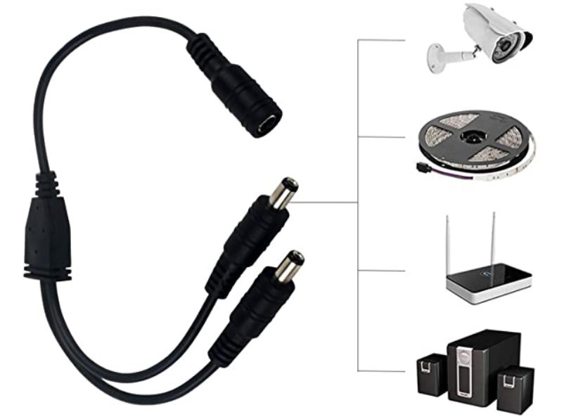 ２本 DC電源ケーブル 2分岐ケーブル 1メス2オス スプリッタケーブル LEDテープライト 防犯カメラ用電源延長ケーブル の画像2