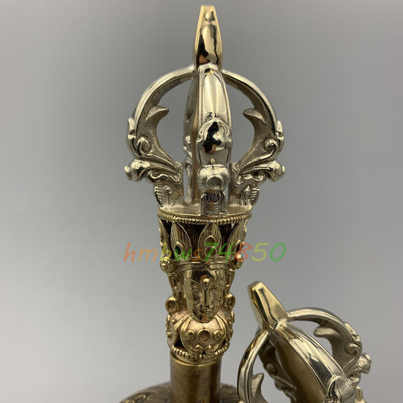 密教法具 寺院用仏具」2点 金剛五鈷杵/金剛鈴 響銅製 磨き仕上げ 密教法具 寺院用仏具」2点 金剛五鈷杵/金剛鈴 響銅製 磨き仕上げ