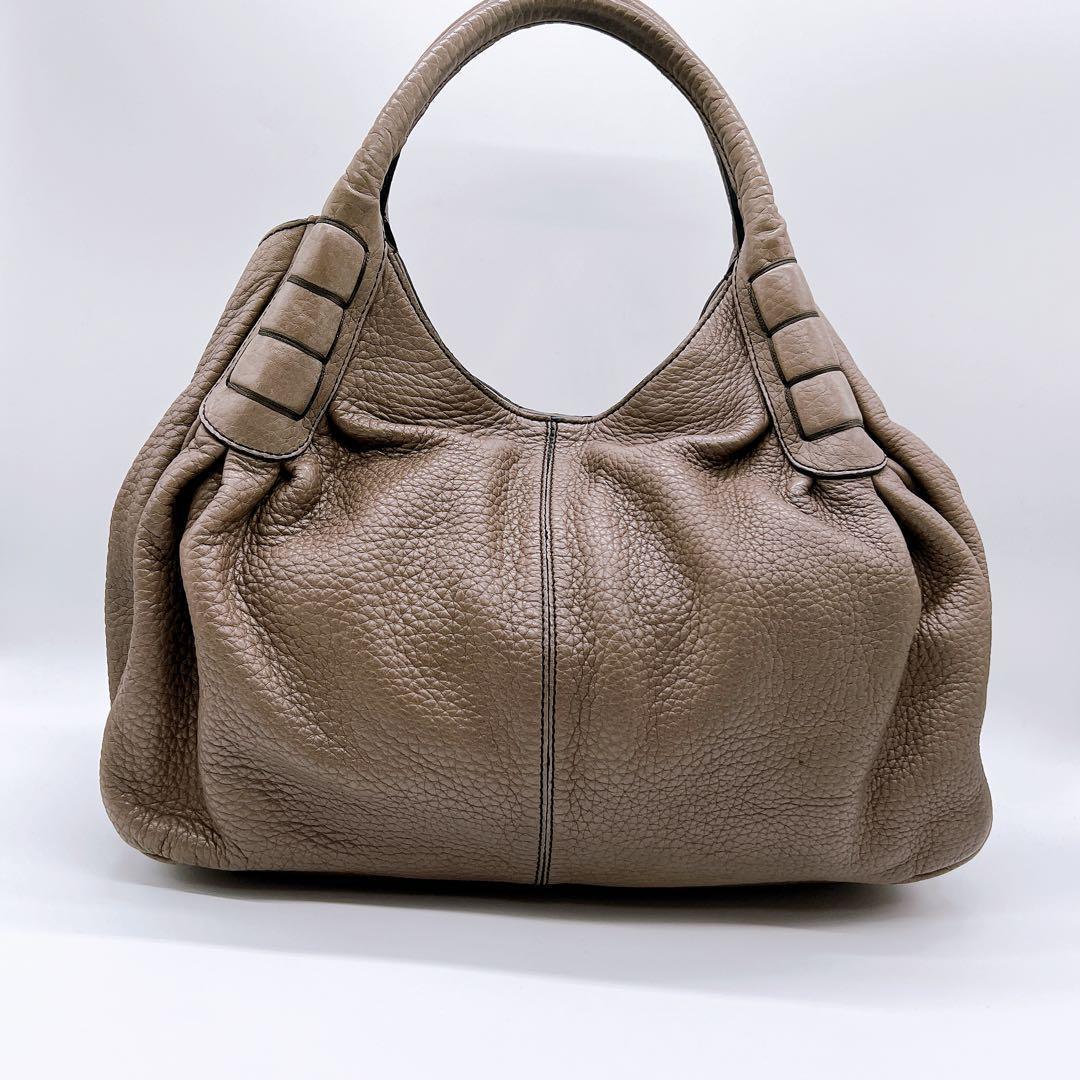 美品】トッズ Tod's レザー トートバッグ ハンドバッグ シボ革