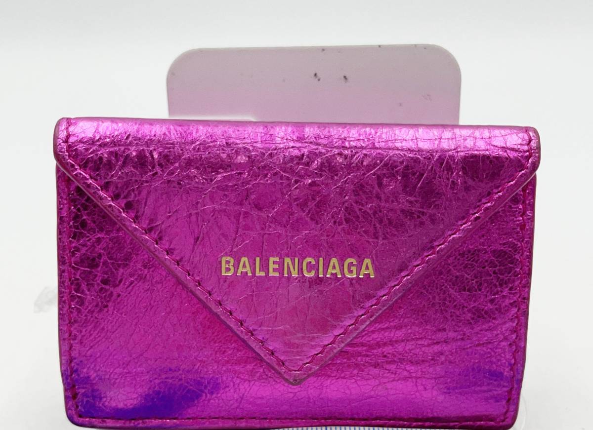 BALENCIAGA(バレンシアガ)三つ折り財布 391466/メタリックピンク-