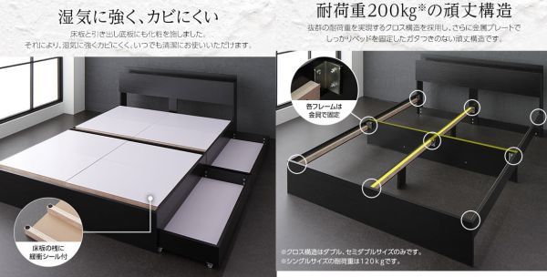 セミダブルベッド マットレス付き 送料無料/即決 収納 保証 棚